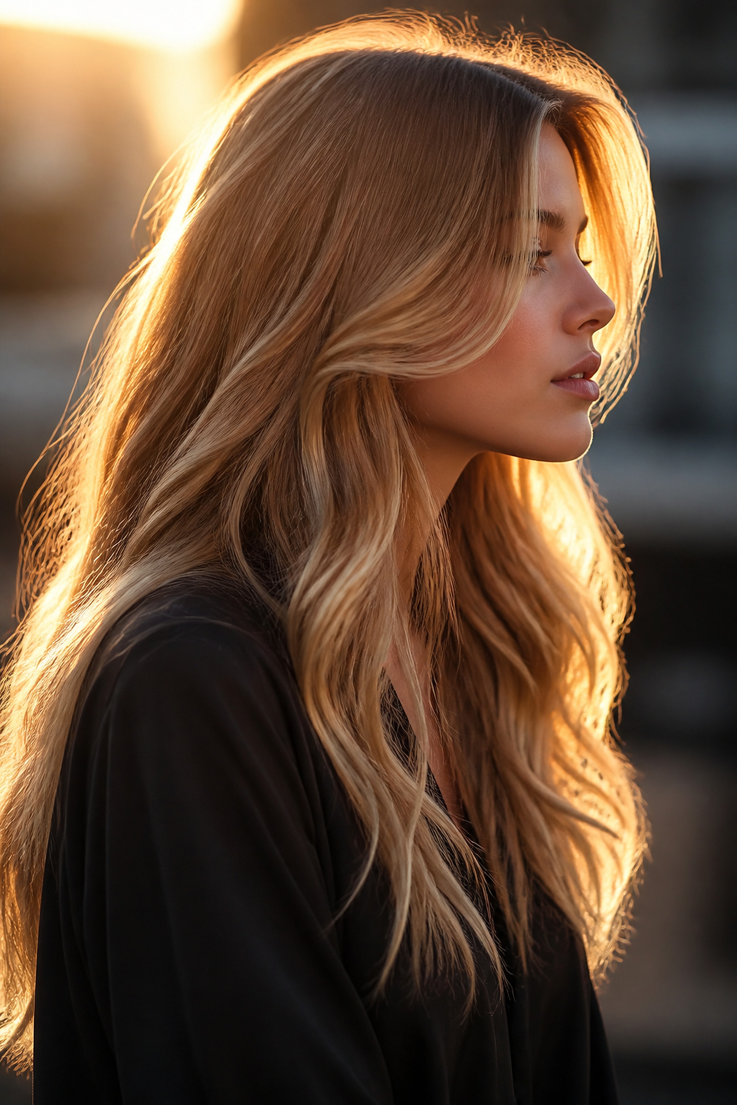 Honey-Balayage im goldenen Gegenlicht