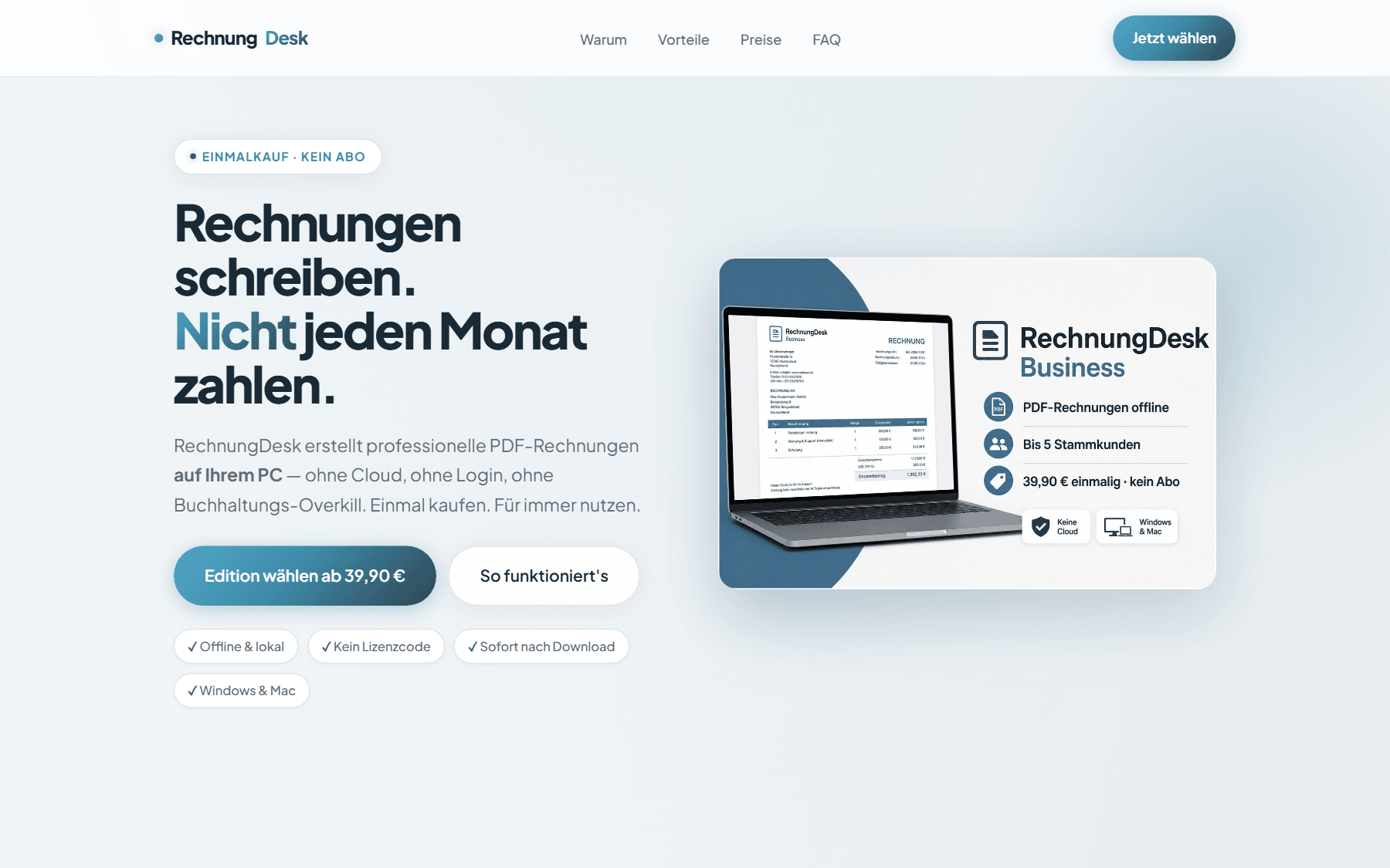 Website-Vorschau: Produkt-Landingpage